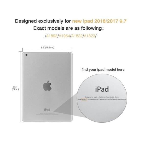 MoKo Case fits Apple 9.7" iPad (2017/2018) Smart Shell Stand Cover, Watercolor - Picture 5 of 9